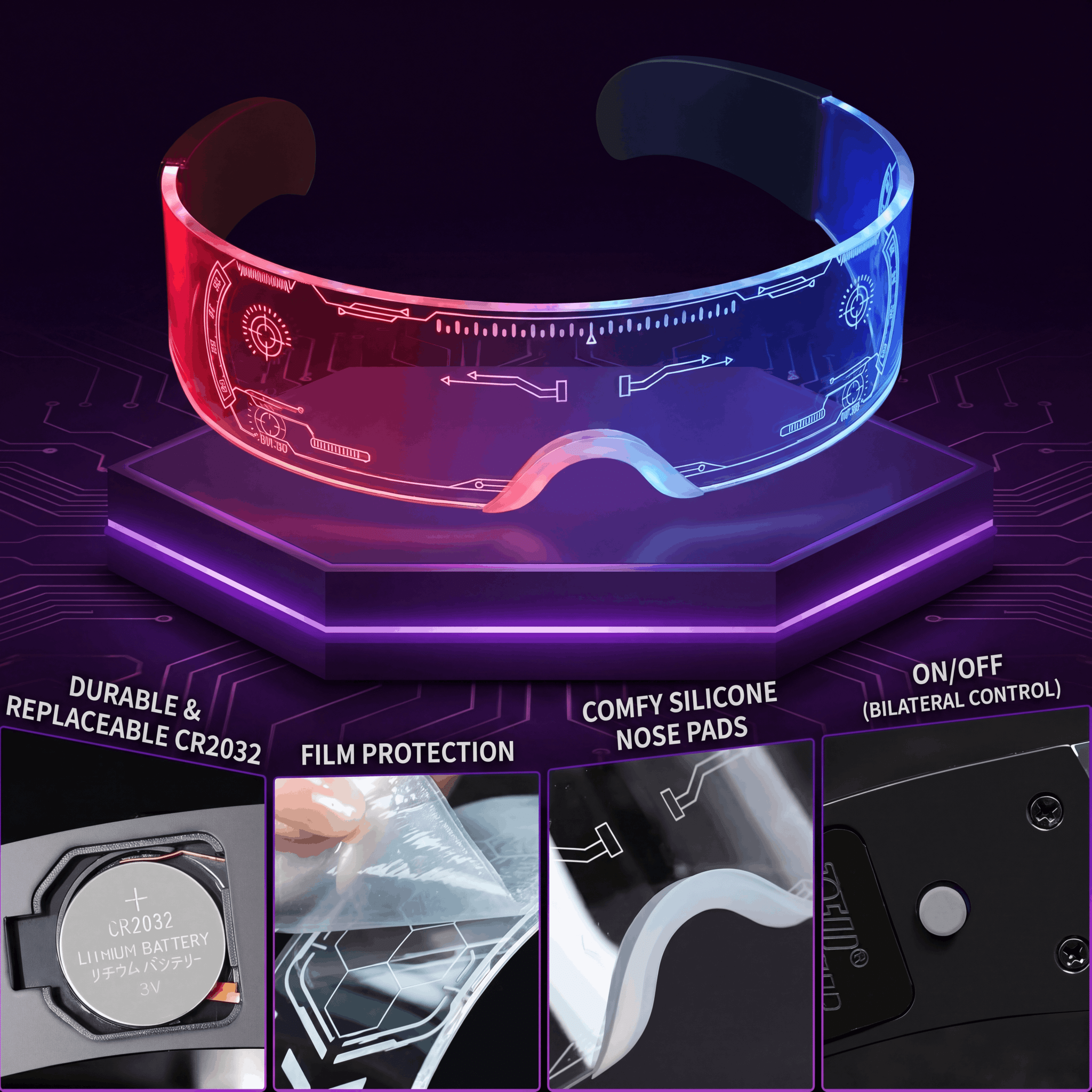 Futuristic LED Visor Glasses - Rave Essentials Co.