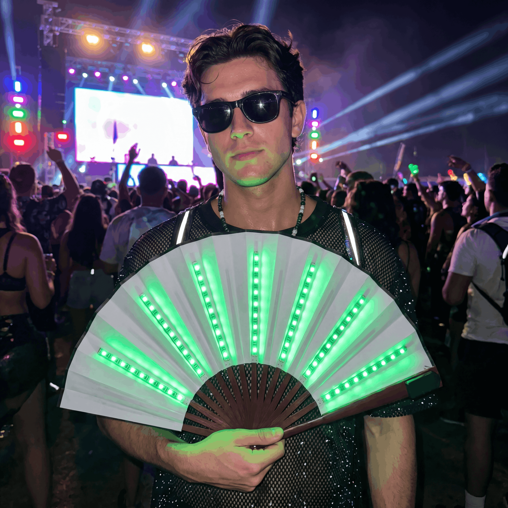 Lightweight Single Color LED Rave Fan - Rave Essentials Co.