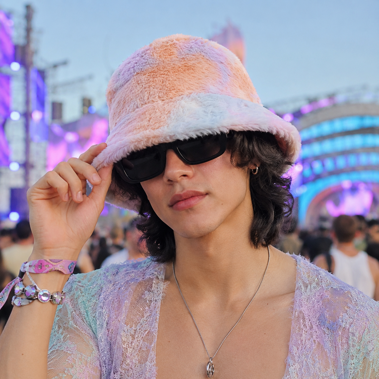Adjustable Fluffy Tie Dye Bucket Hat - Rave Essentials Co.