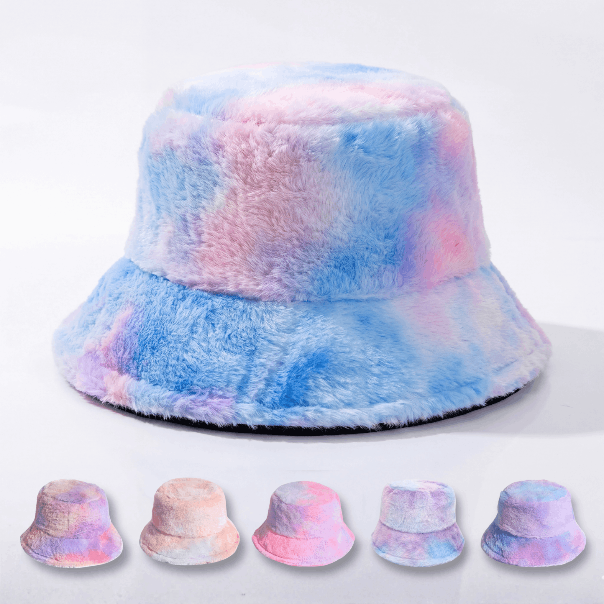 Adjustable Fluffy Tie Dye Bucket Hat - Rave Essentials Co.