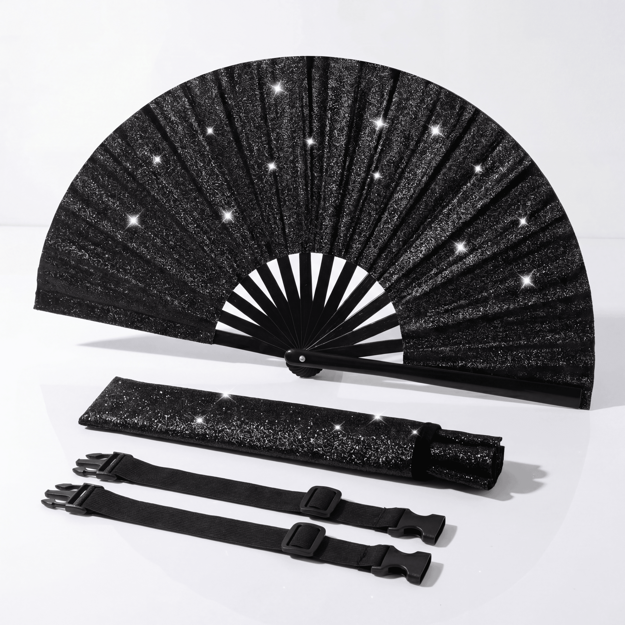 Glitter Rave Folding Fan & Holster - Rave Essentials Co.