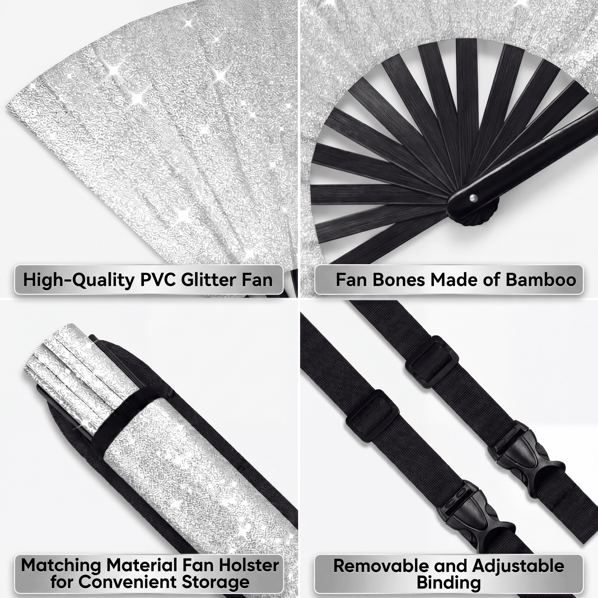 Glitter Rave Folding Fan & Holster - Rave Essentials Co.