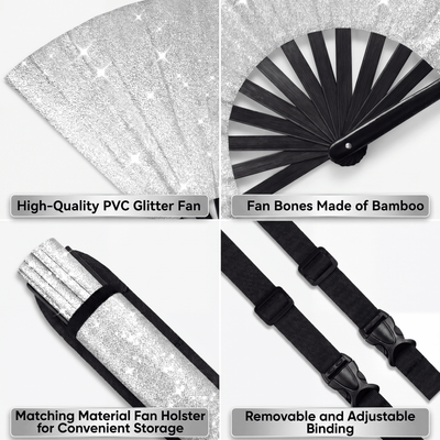 Glitter Rave Folding Fan & Holster - Rave Essentials Co.