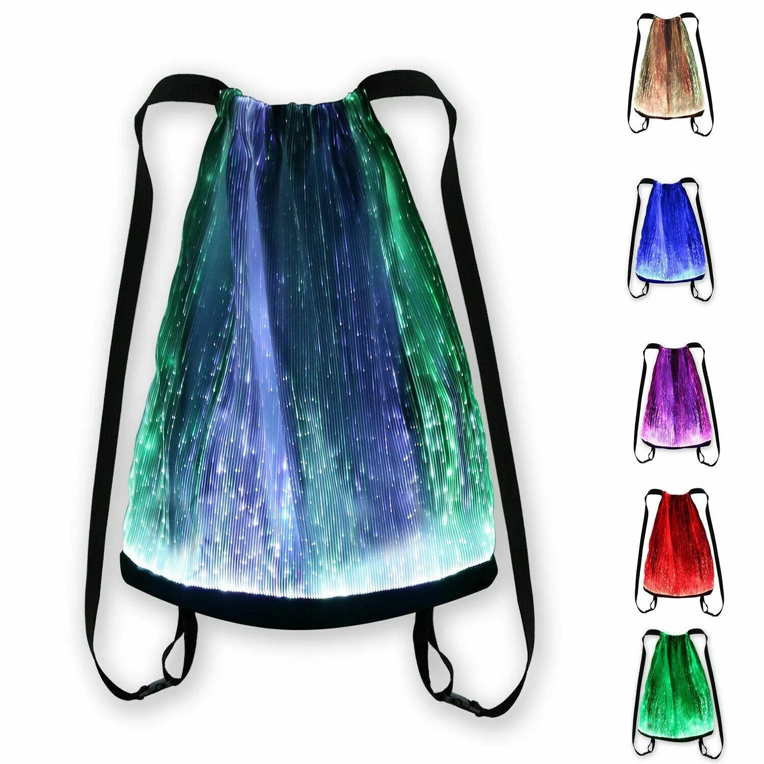 LED Fiber Optic Drawstring Bag - Rave Essentials Co.