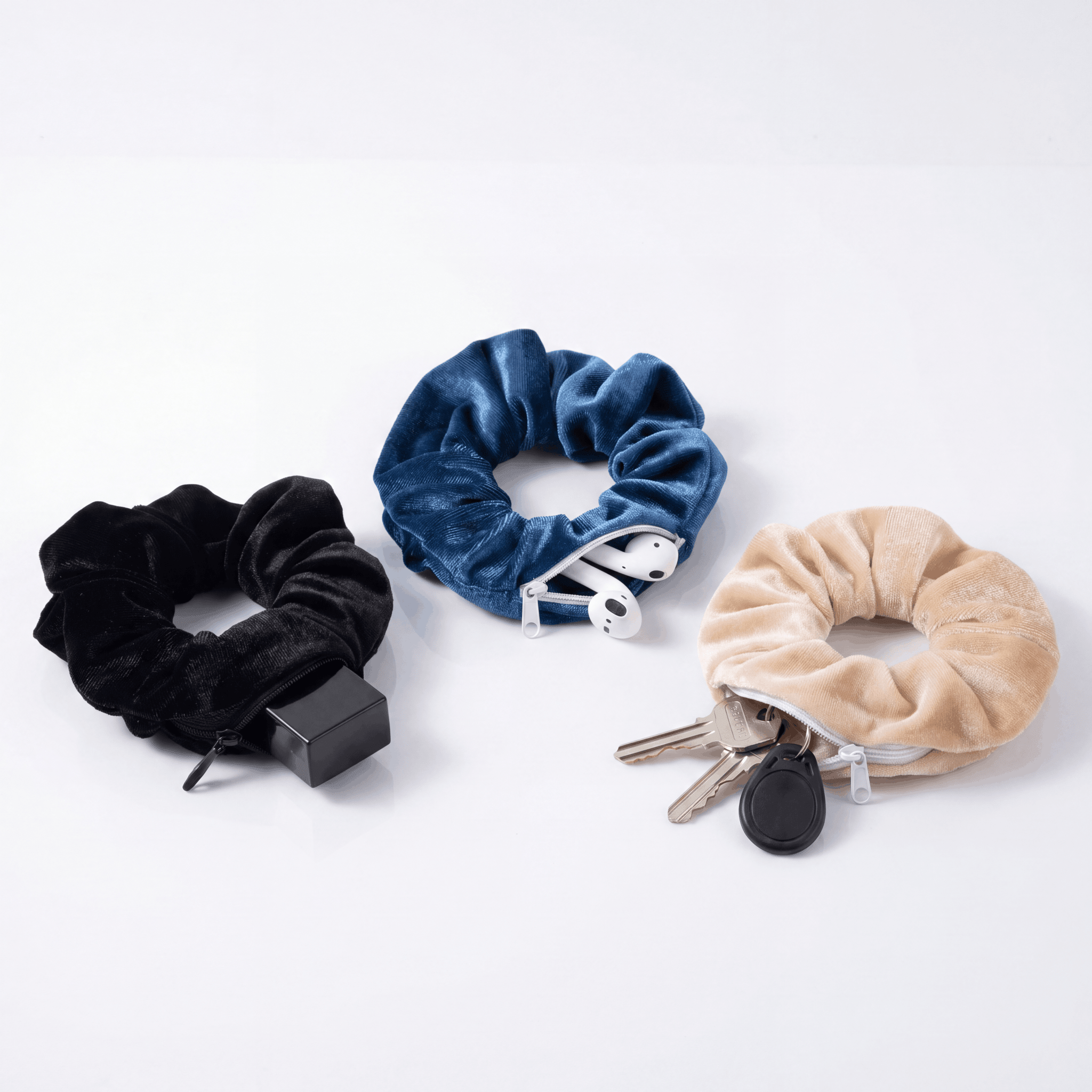 Secret Stash Compartment Scrunchies (3 Pack) - Rave Essentials Co.