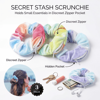Secret Stash Compartment Scrunchies (3 Pack) - Rave Essentials Co.